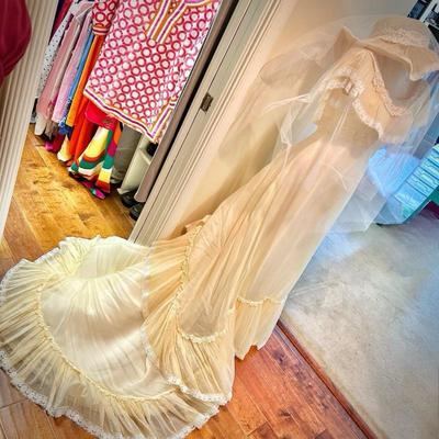 Vintage wedding dress and hat with veil