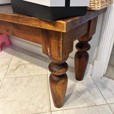 Long wood bench
