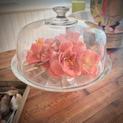 Cake dome that doubles as punch bowl and flower napkin rings