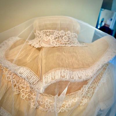 Vintage wedding dress and hat with veil