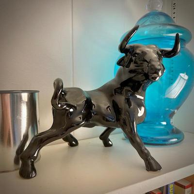 Black ceramic bull