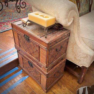 Two wicker/rattan boxes