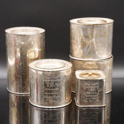 Lot Of 5 Department 56 Silver Plated Tins