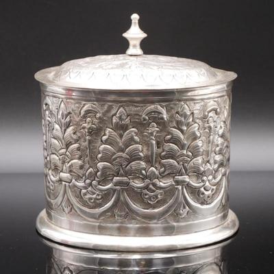 Embossed Silver Plated Canister w/Lid