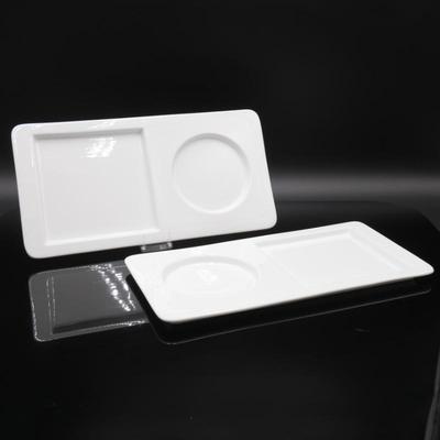 4 Pc Sur La Table Handcrafted Porcelain Serving Plates & Bowls Set