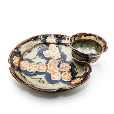 Art Pottery Chip And Dip Style Plate