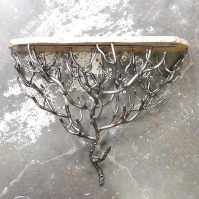 Metal Branch Marble Top Wall Shelf