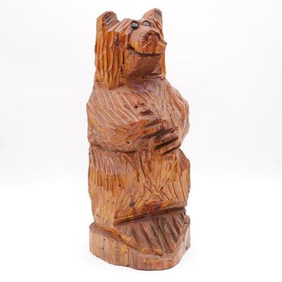 Large 17.5" Carved Wooden Bear Sculpture