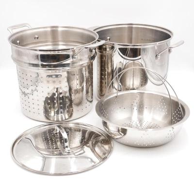 Cuisinart Chef's Classic Stainless 12 Quart Stock Pot & Strainers 4 Piece Set