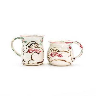 Pair Of 1999 Clouds Folsom Pottery Mugs