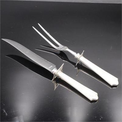 Sterling Silver & Stainless Steel Fork & Knife Carving Set