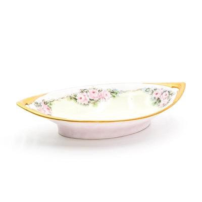 Gilded Porcelain Dish w/Floral Motif