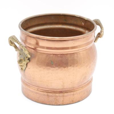 Hammered Copper Pot w/Brass Lion Handles