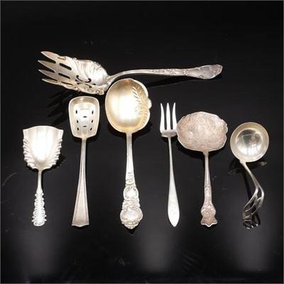 Sterling Silver Ornate Serving Utensils Assortment (Total of 7)