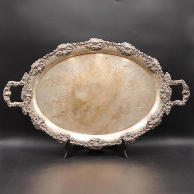 Large Footed Silverplated Serving Tray