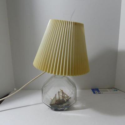Vintage Candy Jar Ship-in-a-Bottle Lamp - 15" Tall