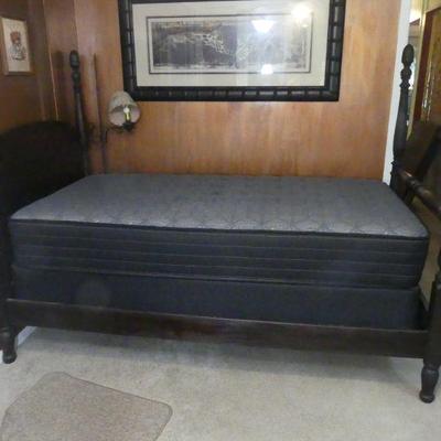 Vintage 4 Poster Twin Bed Frame with Sealey Performance Posturepedic Firm Mattress & Box Spring