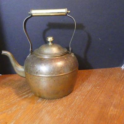Vintage Copper Clad Brass Handle Tea Kettle