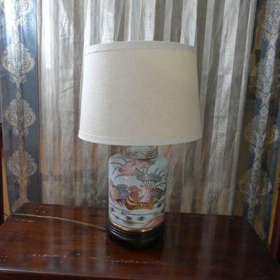 Vintage Oriental Porcelain Ginger Jar Lamp - 24