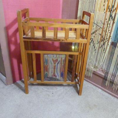 Vintage Stained Glass Art Shelf Table