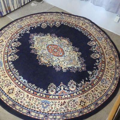 Vintage Unique Loom Mashad Collection 8' Round Navy Oriental Rug