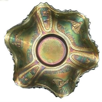 1900s Fenton Green Sailboats Plate