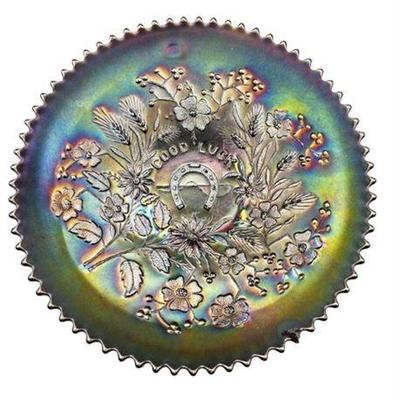 Northwood Amethyst "Good Luck" Plate