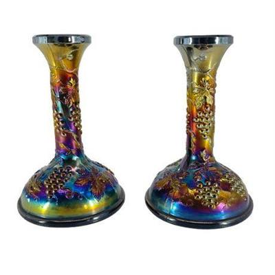 1910 Northwood Amethyst Candlesticks