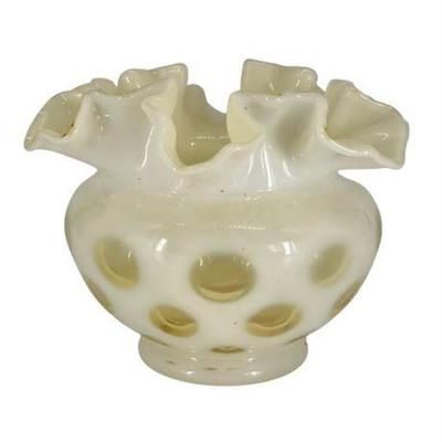 Fenton Coin Dot Crimped Rose Bowl