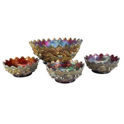 1900s Northwood Acorn burns Berry Master bowl Set