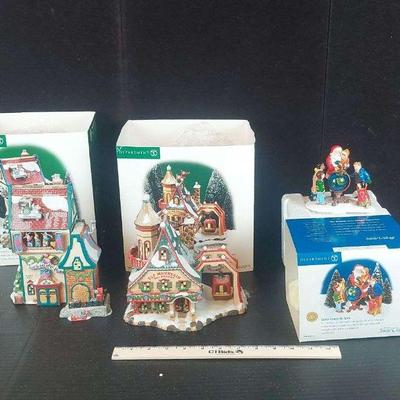 Department 56 "Jack In The Box Plant #2", "Elf Mountain Ski Resort", "Santa Comes To Town".