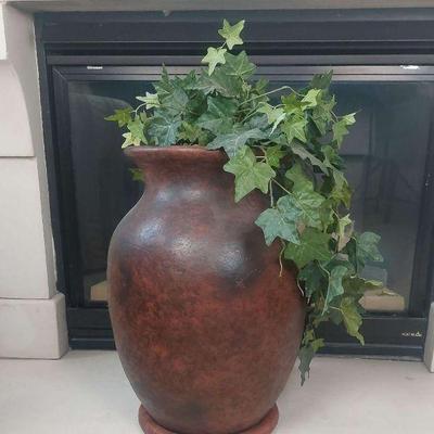 Faux Plant In Large Ceramic Pot