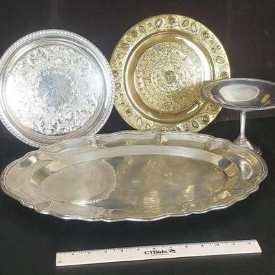 Metal Trays, Dish, Mexican Calendar Brass