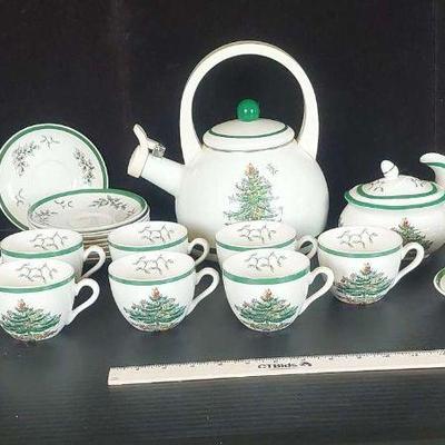 Spode Tea Set 10 Cups & Saucers, Teapot, Creamer, Sugar Bowl