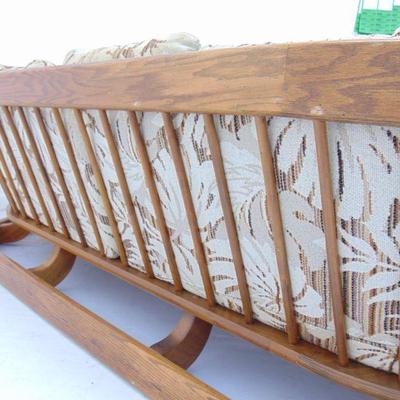 curved vintage oak sofa
