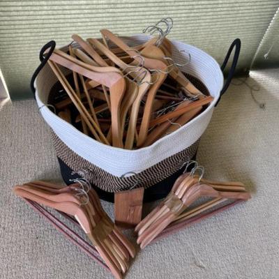 Oversized Basket of Wooden Hangers for Shirts & Pants	