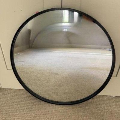 Round Metal Wall Mirror w/ Black Frame	