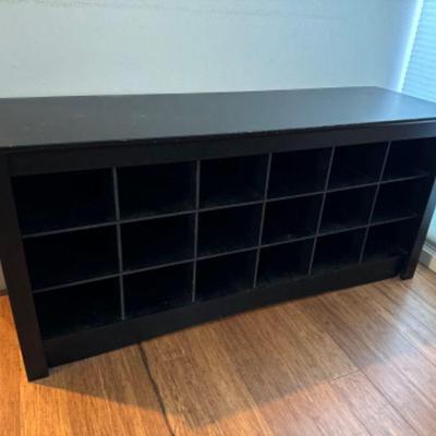 Black Shoe Storage Cubie Bench w/ 18 Cubbies	