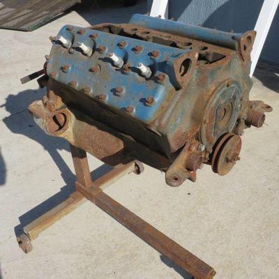 221 ci Ford V8 flat head engine on stand 