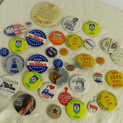 collection of political and other buttons