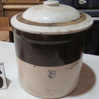 No 3 ceramic pickle crock with lid