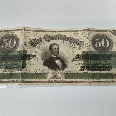 1862 Confederate $50 Bill