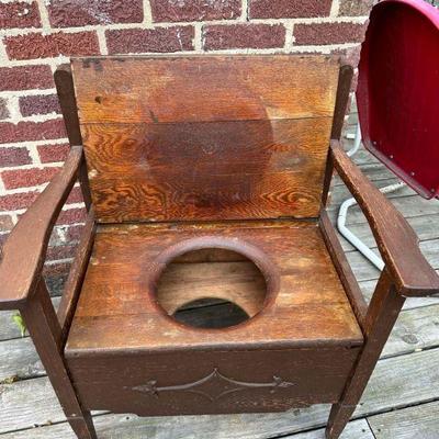 Vintage Adult Potty Chair Wood