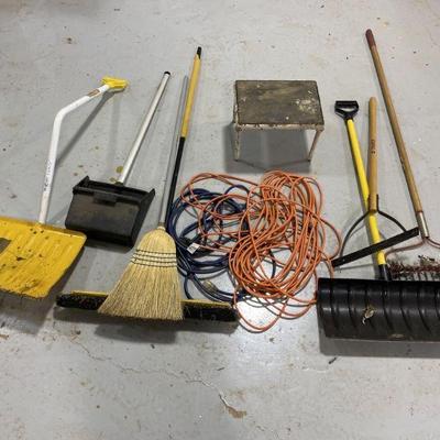 Lot 62 | Vintage Shovels, Brooms, Power Cords & More!
