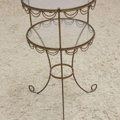 1158	DIMINUATIVE WIRE 2 TIER GLASS INSET STAND WITH SWAG BORDER, APPROXIMATELY 12 IN X 25 IN H
