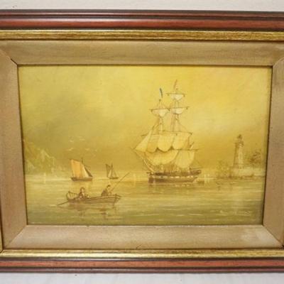 1069	OIL PAINTING ON BOARD, FREDERICK TORDOFF, *THE LIGHT HOUSE WEST POINT ON THE HUDSON*, APPROXIMATELY 10 IN X 14 IN OVERALL
