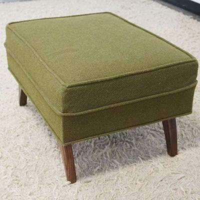 1144	MID CENTURY MODERN VINTAGE GREEN UPHOLSTERED FOOT STOOL, APPROXIMATELY 25 IN X 19 IN X 15 IN H
