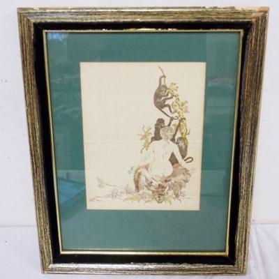 1073	HENRY DETOUCHE COLORED LITHOGRAPH, FRAMED AND MATTED, APPROXIMATELY 15 IN X 19 IN OVERALL
