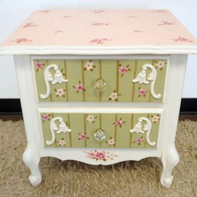 1177	FIGURAL PAINT DECORATED 2 DRAWER STAND, APPROXIMATELY 19 IN X 24 IN X 25 IN H
