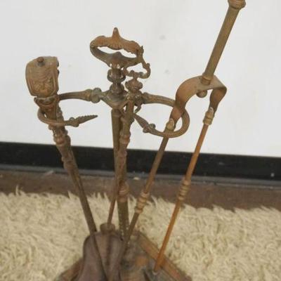 1171	ANTIQUE BRASS FIREPLACE TOOL SET
